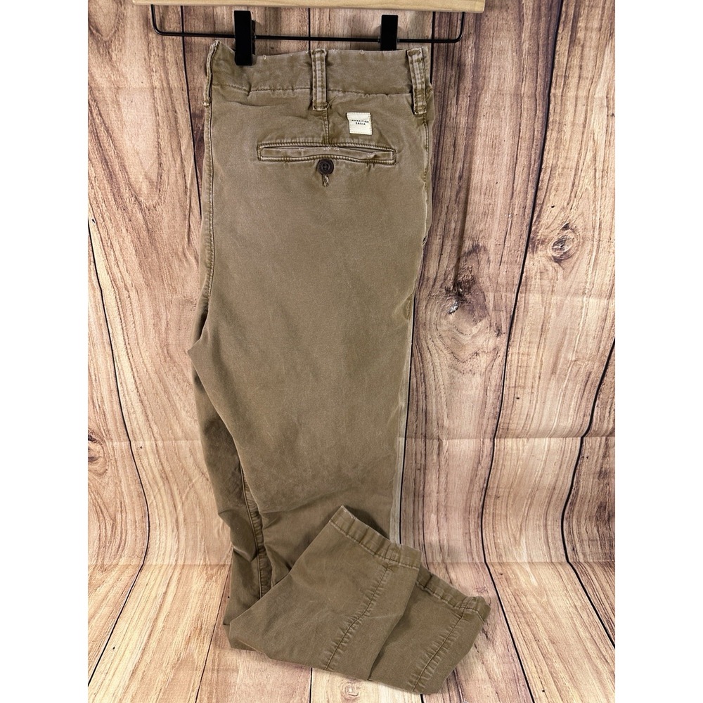 American Eagle Men's Chino Flex Pants Khaki‎ Brown Casual Preppy 32W x 32L Slim